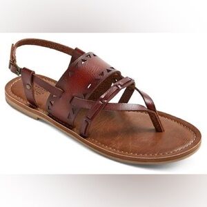 Mossimo Supply Co. Women's Sonora Brown Leather Strappy Thong‎ Sandals Shoes 8.5